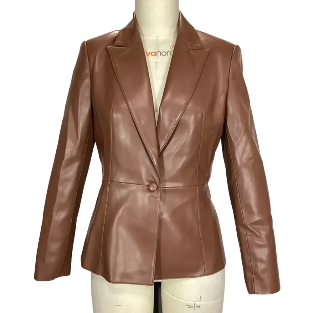 Bcbgmaxazria Tailored Caramel Single-Button Blazer Size 4 - Picture 2 of 4